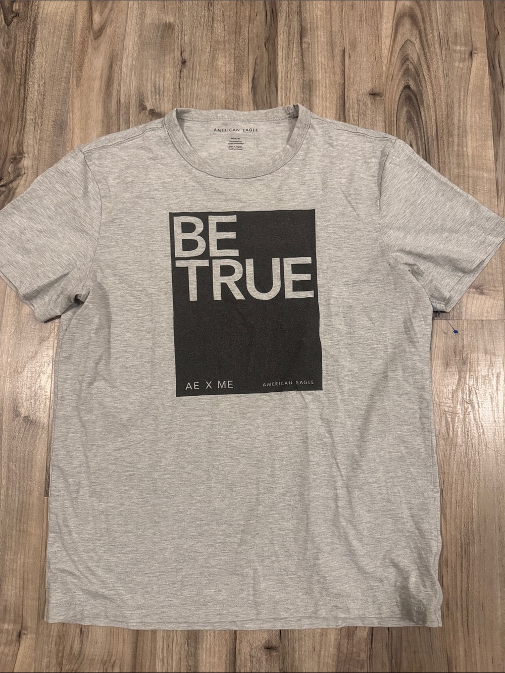 American Eagle Outfitters Gray 'BE TRUE' Graphic Short-Sleeve Tee